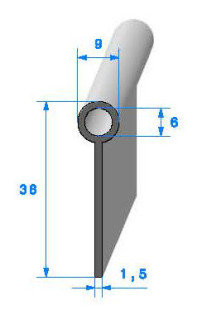 Profilé Caoutchouc SE225 - 38x9 mm L 1 m