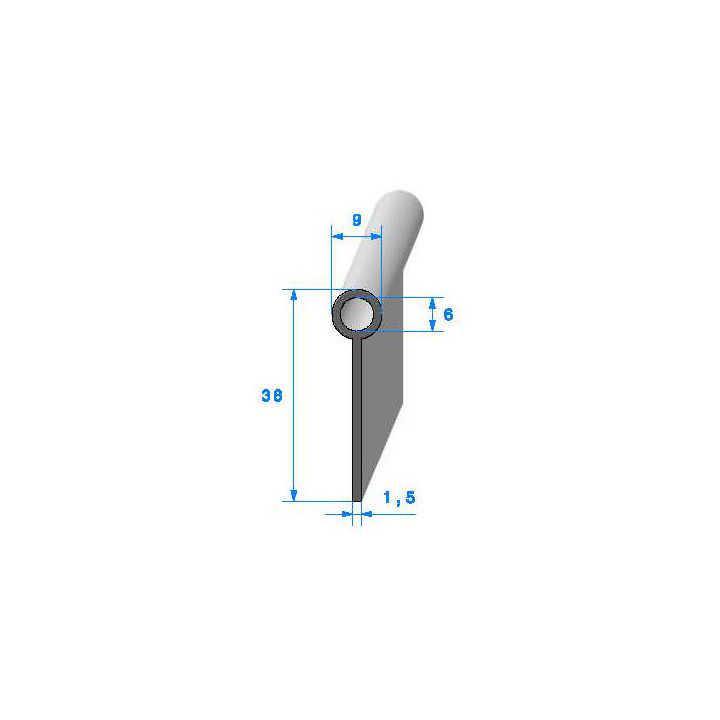 Profilé Caoutchouc SE225 - 38x9 mm L 1 m