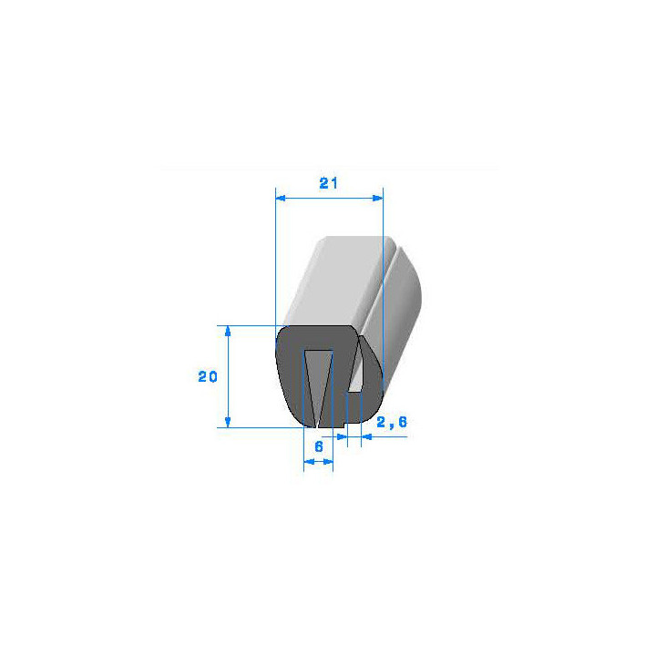 Profilé Caoutchouc SE255 - 21x20 mm L 1 m