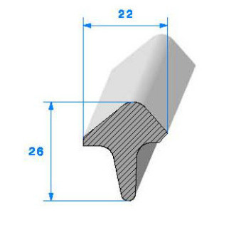 Profilé Caoutchouc SE67 - 26x22 mm L 1 m