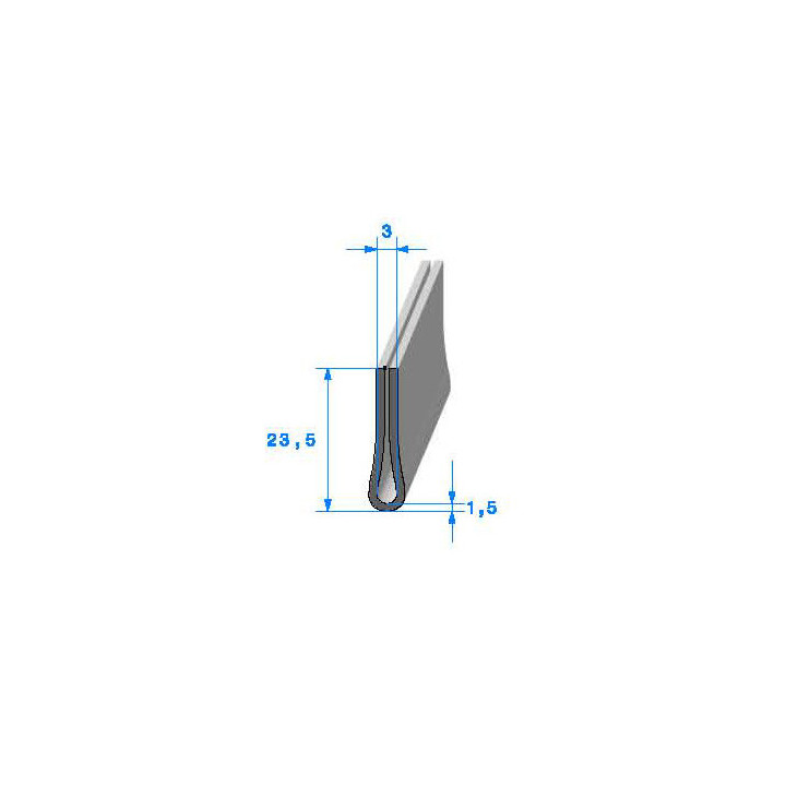 Profilé Caoutchouc SE130.15 - 23,5x3 mm L 1 m