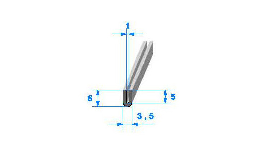 Profilé Caoutchouc SE867 - 6x3,5 mm L 1 m