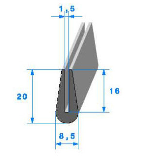 Profilé Caoutchouc SE468 - 20x8,5 mm L 50 m