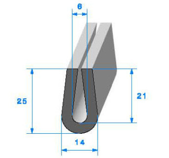 Profilé Caoutchouc SE875 - 25x14 mm L 1 m