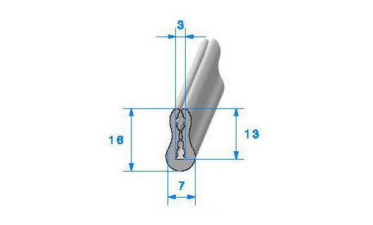 Profilé Caoutchouc SE223 - 16x7 mm L 50 m