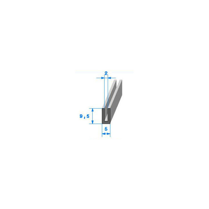 Profilé Caoutchouc SE372 - 9,5x5 mm L 1 m