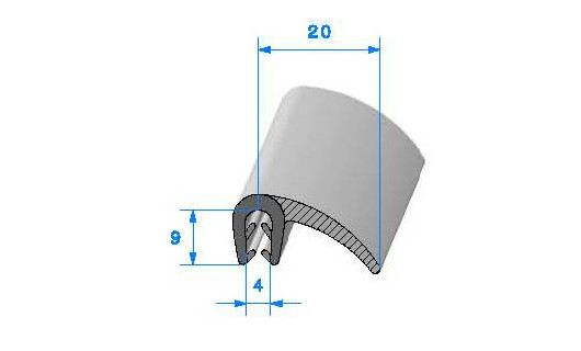 Profilé Caoutchouc SE543 - 9x20 mm L 50 m