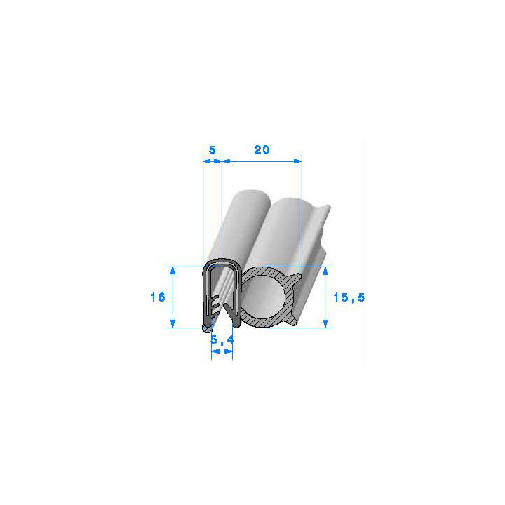 Profilé Caoutchouc SE560 - 16x25 mm L 50 m