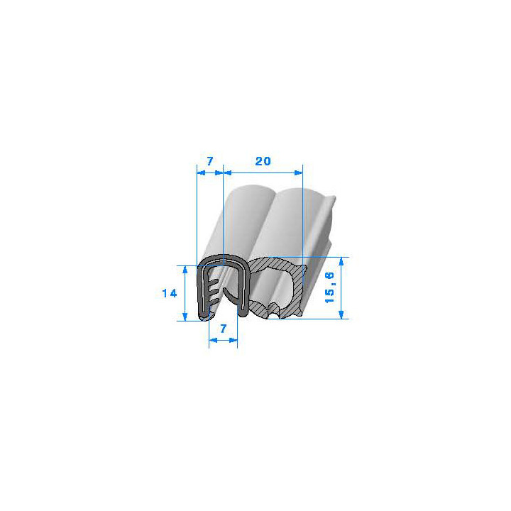 Profilé Caoutchouc armé avec bulbe SE466 - 14x27 mm L 50 m