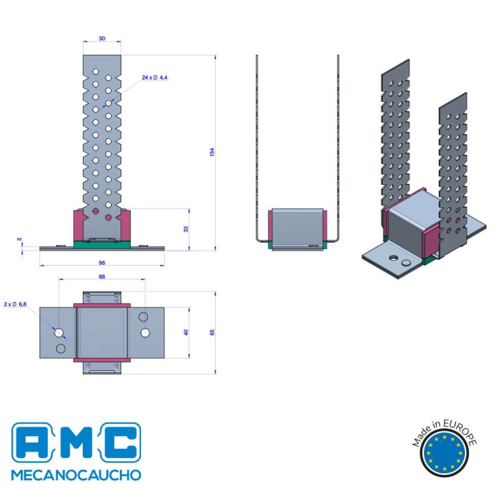 SUSPENTES SE142 Anti vibratoire vibrantes murs faux plafonds tuyauteries machines Solutions Elastomères