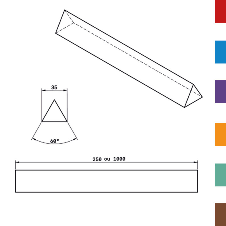 Coussin Pliage PU Triangulaire equilaterale 35 (Plein) L250 80ShA