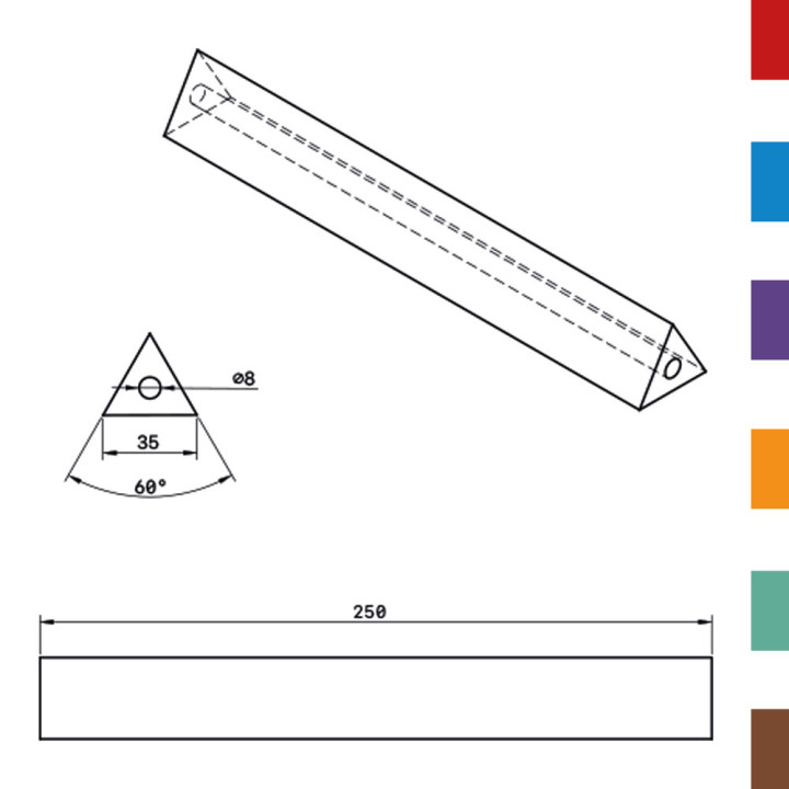 Coussin Pliage PU Triangulaire equilaterale 35 - DIAM.8 (Creux) L250 90ShA