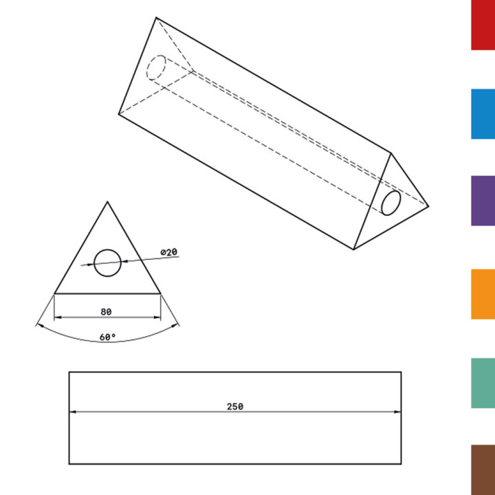 Coussin Pliage PU Triangulaire equilaterale 80 - DIAM.20 (Creux) L250 90ShA