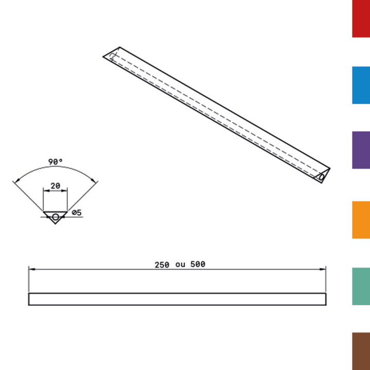 Coussin Pliage PU Triangulaire isocele 20 - DIAM.5 (Creux) L250 80ShA