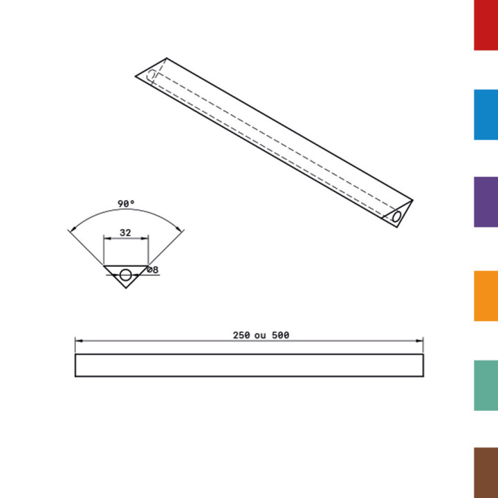 Coussin Pliage PU Triangulaire isocele 32 - DIAM.8 (Creux) L500 80ShA