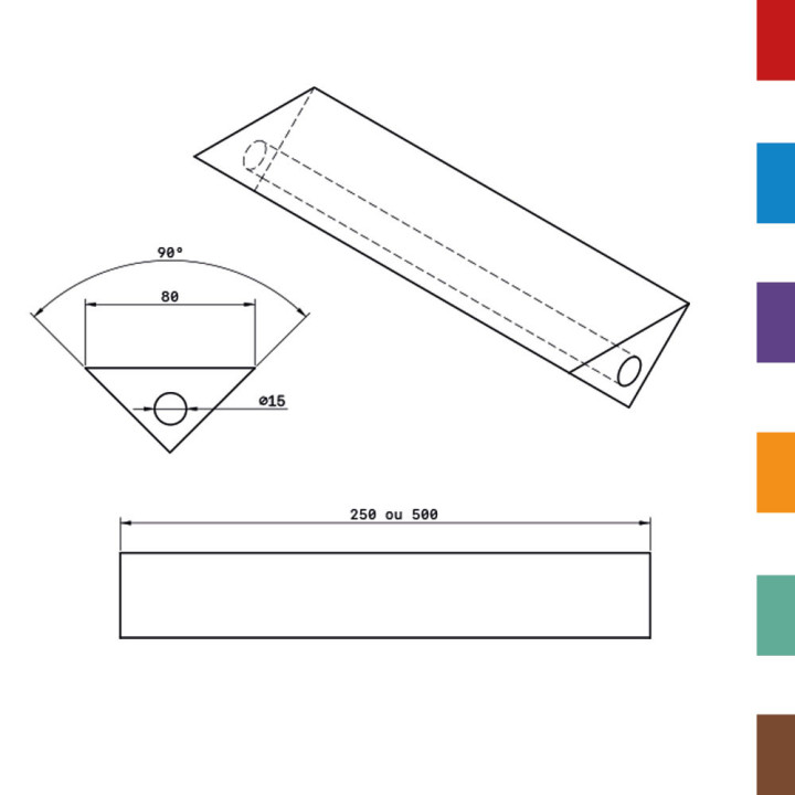 Coussin Pliage PU Triangulaire isocele 80 - DIAM.15 (Creux) L500 80ShA