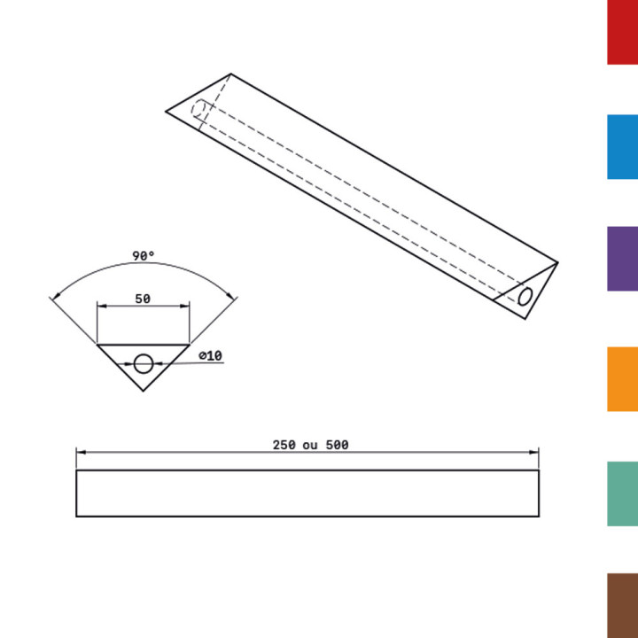 Coussin Pliage PU Triangulaire isocele 50 - DIAM.10 (Creux) L250 90ShA