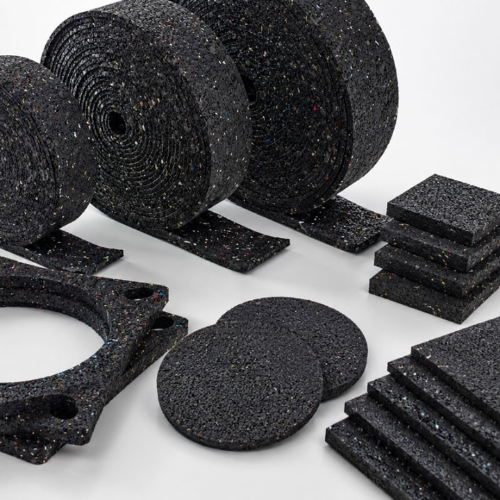 Super-Resiliant anti vibratoire vibrations isolation sols caoutchouc Solutions Elastomères